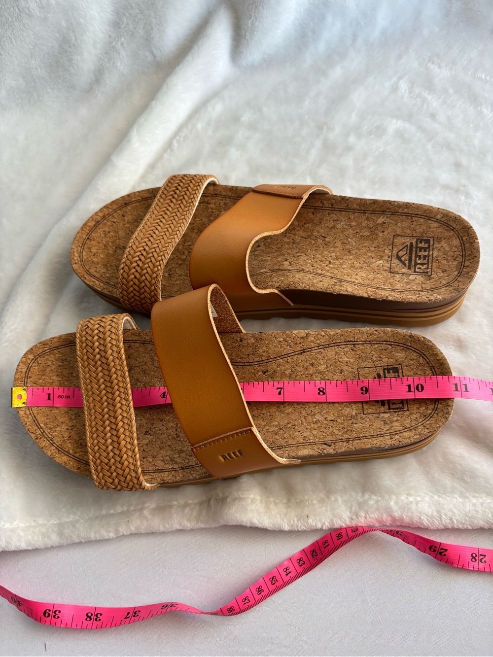 REEF Cushion Vista HI Platform Sandals Natural Braid Size 10 - Picture 11 of 12